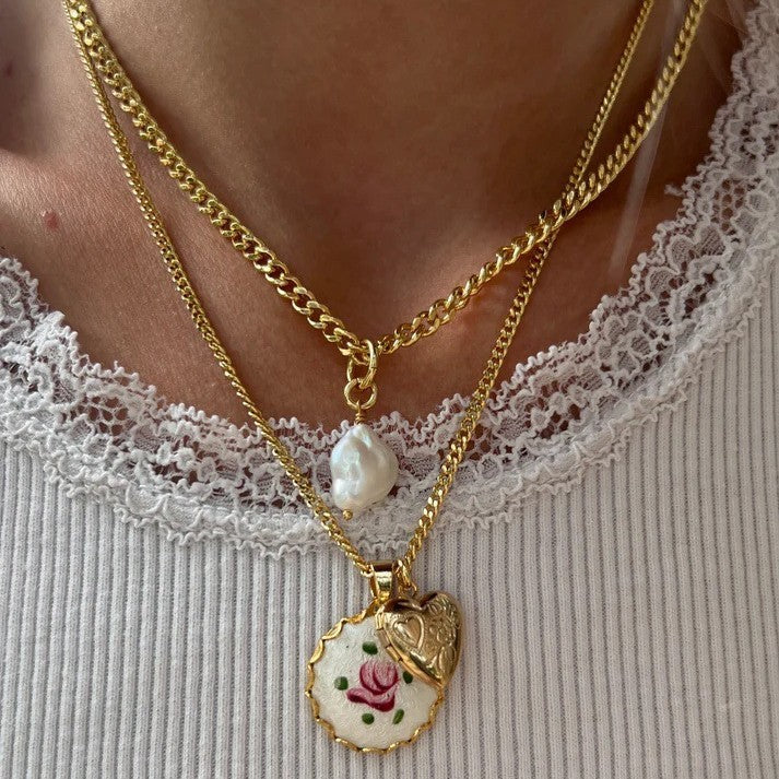 Dariah Oil Painting Floral Necklace [2IJ95GIK]