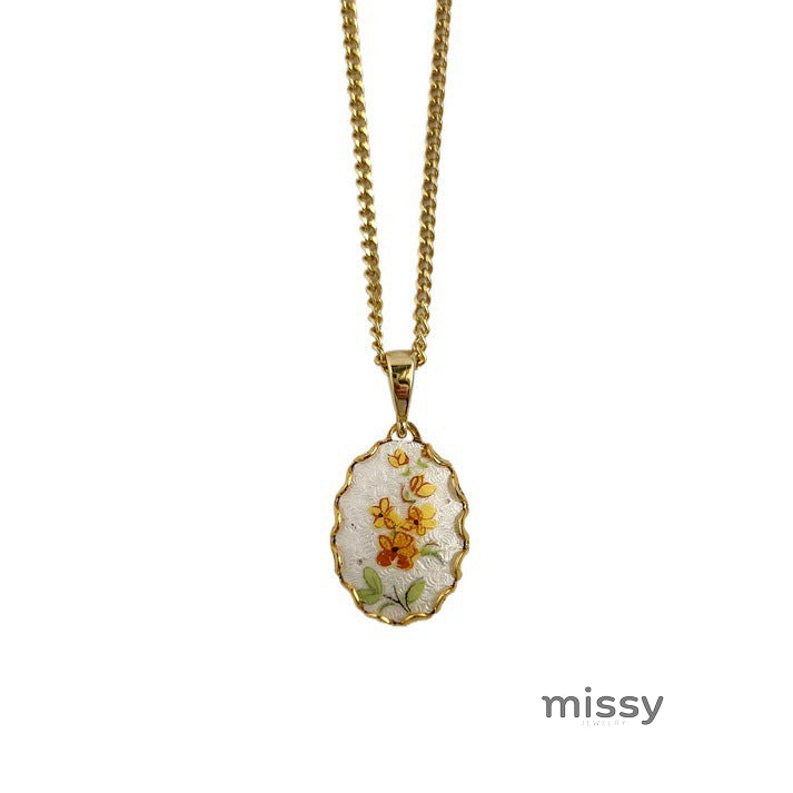Dariah Oil Painting Floral Necklace [GGOK2DNP]