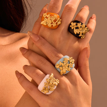 Darielle Floral Motif Ring [NRE089Y7]