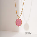 Davina Red Oval Pendant Necklace [WG0PE84Q]