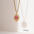 Davina Red Oval Pendant Necklace [2V2JWJXG]