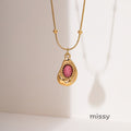 Davina Red Oval Pendant Necklace [PCA9UM4A]