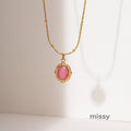 Davina Red Oval Pendant Necklace [MD3AEPYP]