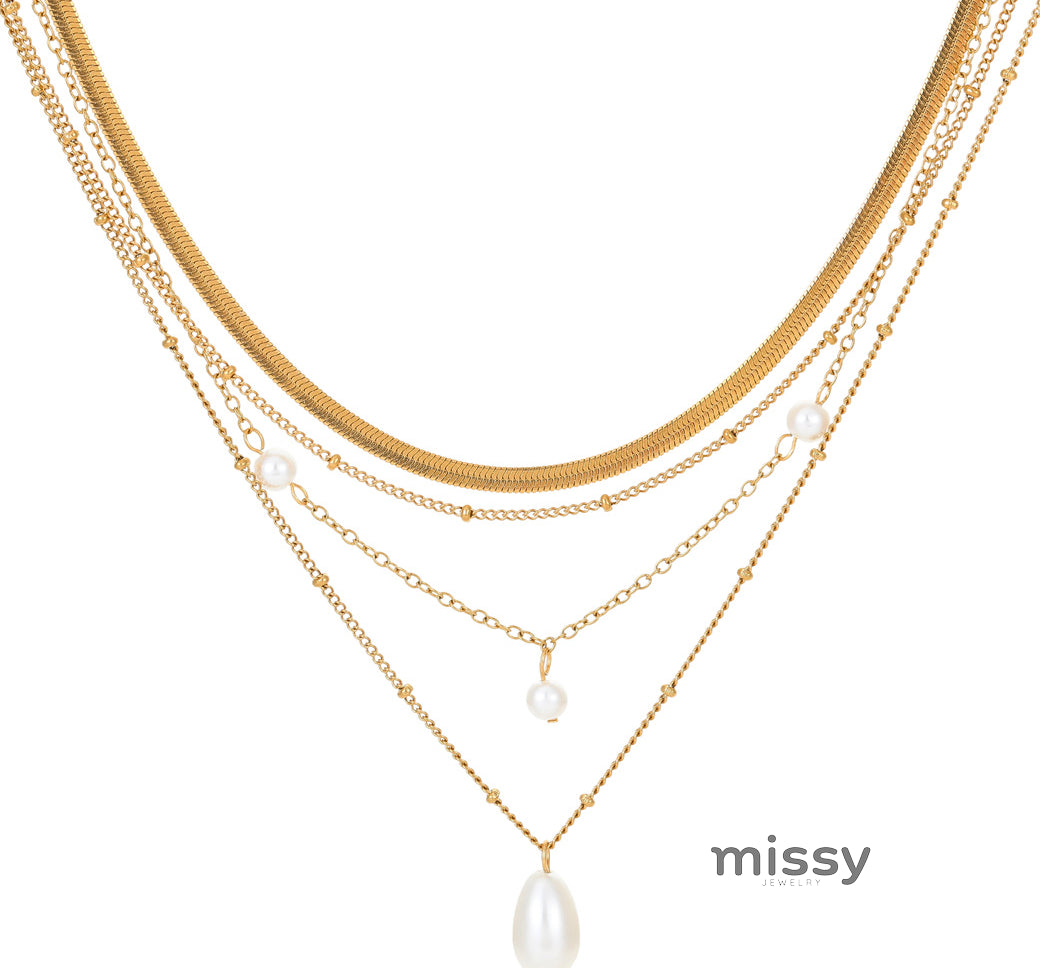 Deliyah Layered Pearl Pendant Necklace [AFJRM1E8]