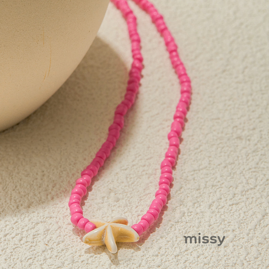 Denim Bohemian Rice Bead Necklace [4ZW94WEX]
