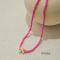 Denim Bohemian Rice Bead Necklace [1HPD6EOS]