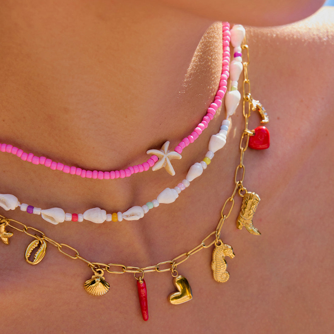 Denim Bohemian Rice Bead Necklace [4ZW94WEX]