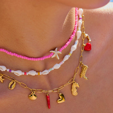 Denim Bohemian Rice Bead Necklace [4ZW94WEX]