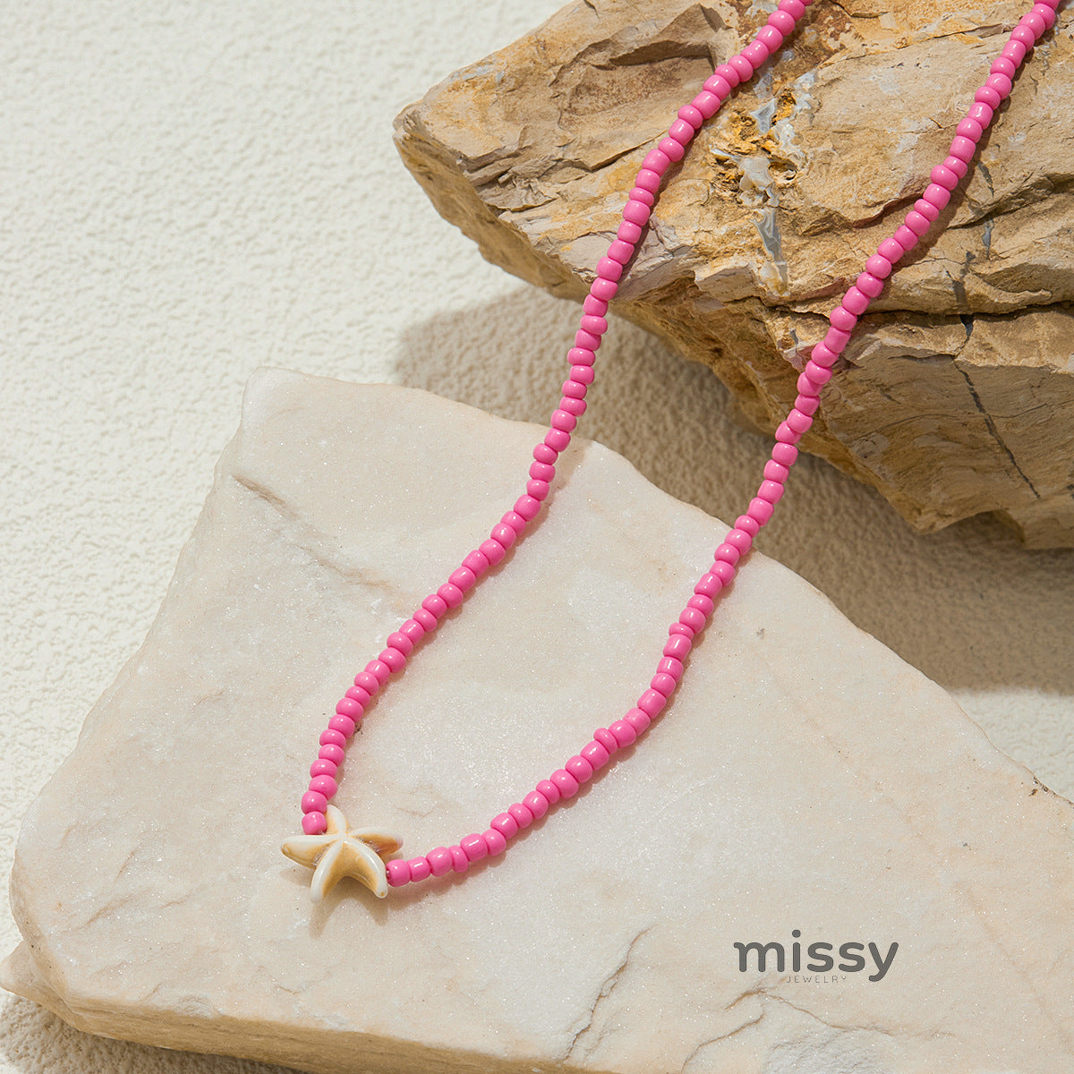 Denim Bohemian Rice Bead Necklace [B3PMM5O4]