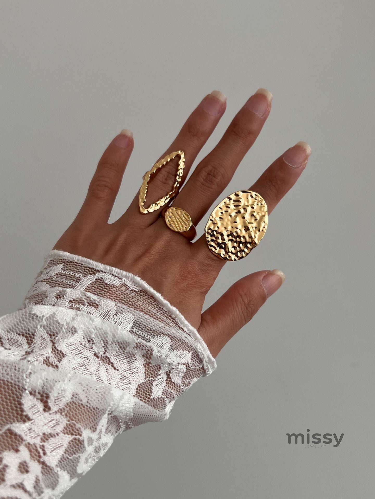 Dezire Folded Geometric Ring Set [E2LLFGSJ]