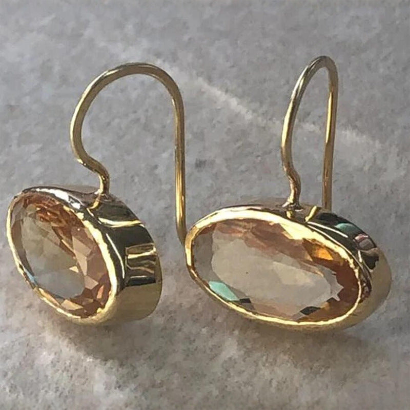 Diala Oval Zircon Earrings [OKH4GA70]