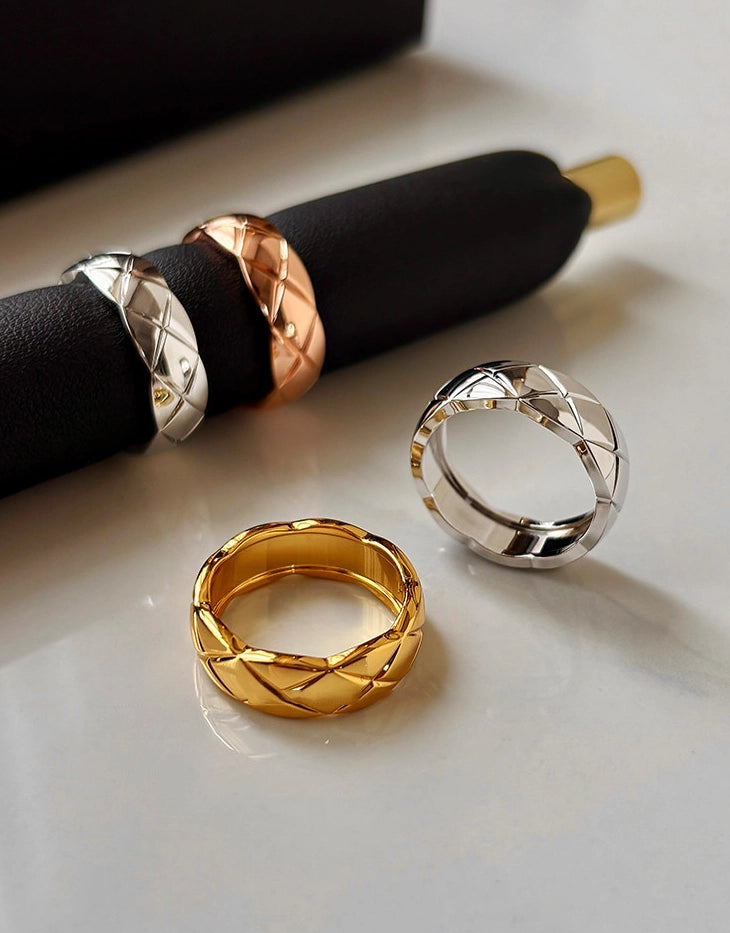 Diamond Pattern Stacking Ring [ZXQHTPFY]