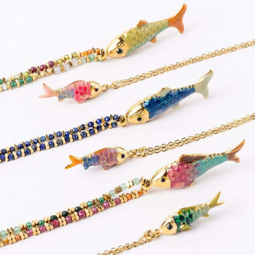 Donna Colorful Fish Pendant Necklace [E10713RA]