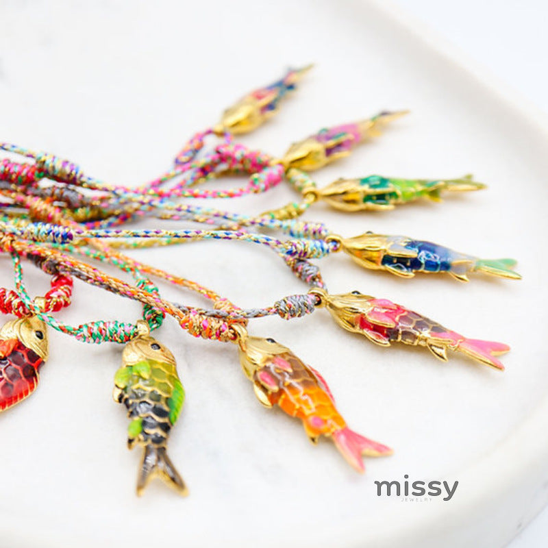 Donna Colorful Fish Pendant Necklace [R5V94WG3]