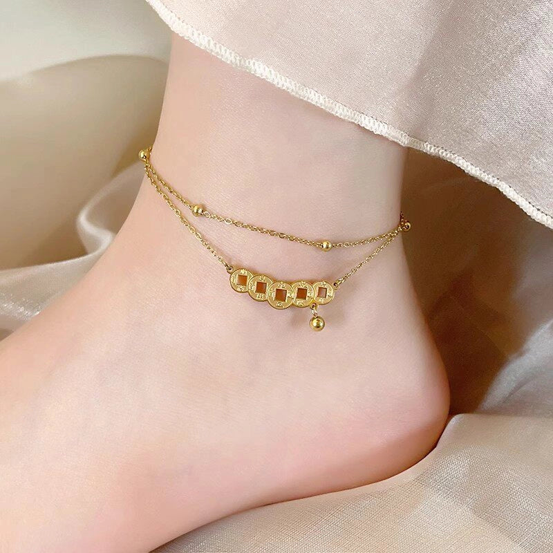 Double-Layer Coin Anklet [JAEU0LF9]