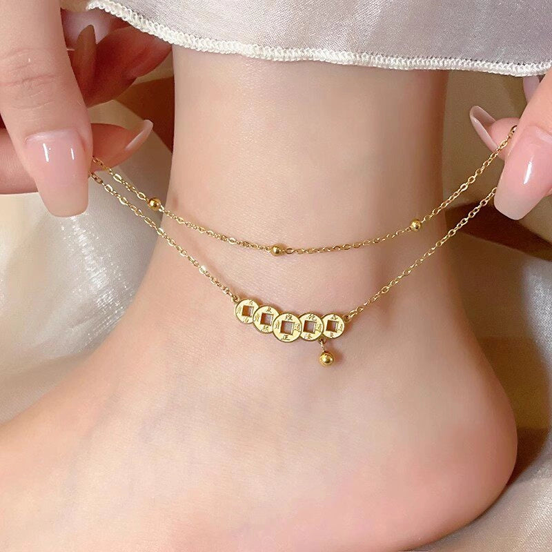 Double-Layer Coin Anklet [CFQ6VPNR]