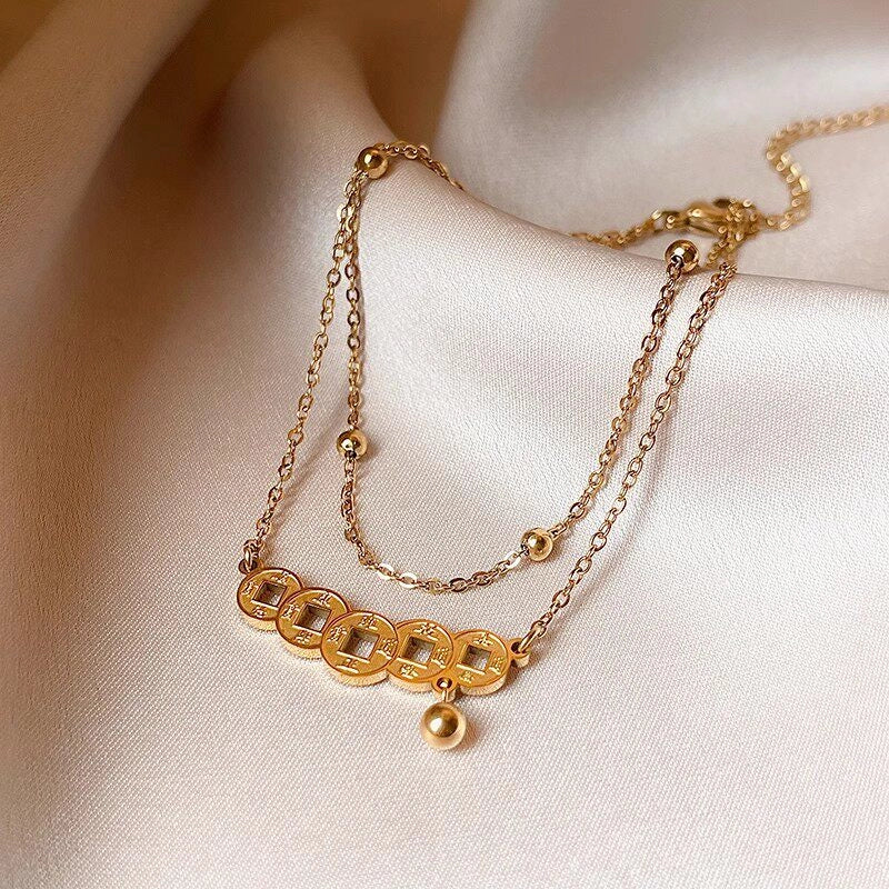 Double-Layer Coin Anklet [ZRY4HZO5]