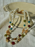 Double-Layer Pearl and Gold Chain Necklace [ZLGJQVRW]
