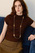 Double Layer Pearl Chain Necklace [2FA2CYPO]