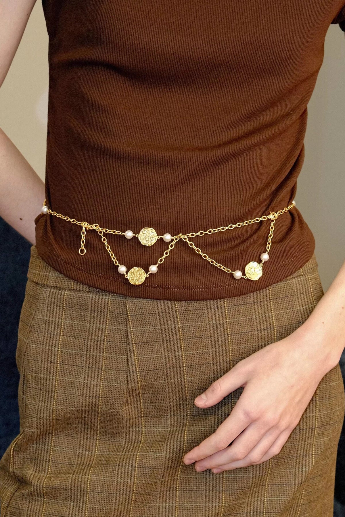 Double Layer Pearl Chain Necklace [62GP7811]