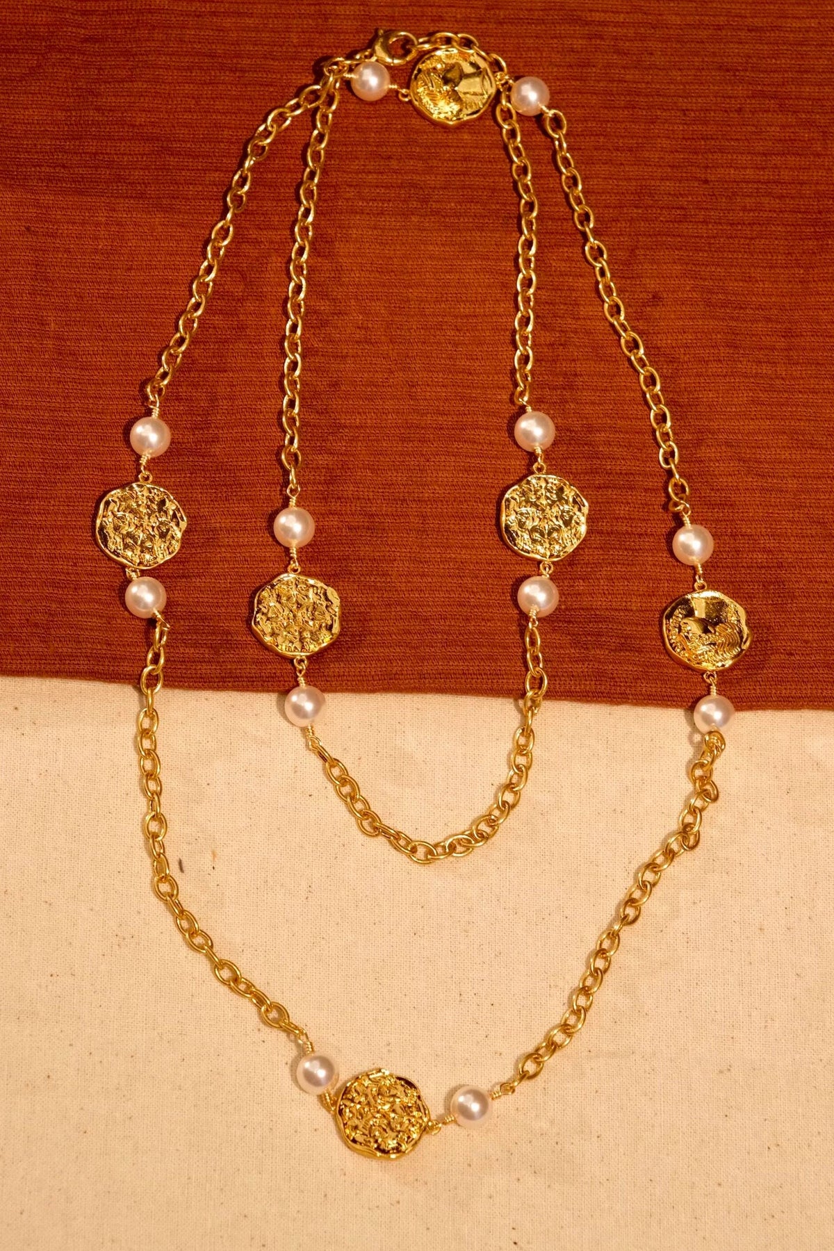 Double Layer Pearl Chain Necklace [LWI7QA7J]