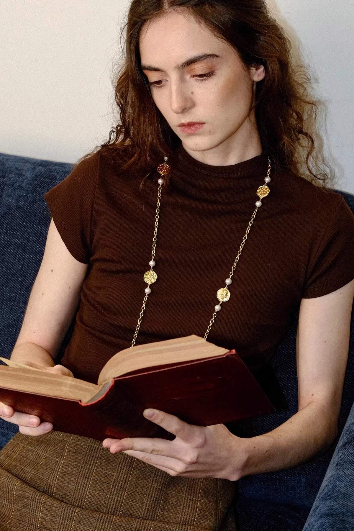 Double Layer Pearl Chain Necklace [HS14LVH8]
