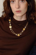 Double Layer Pearl Chain Necklace [PNQRBCNR]