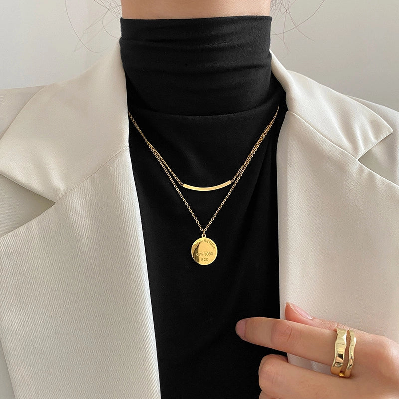 Double-Layer Smiley Face Necklace [9O0SOY2O]