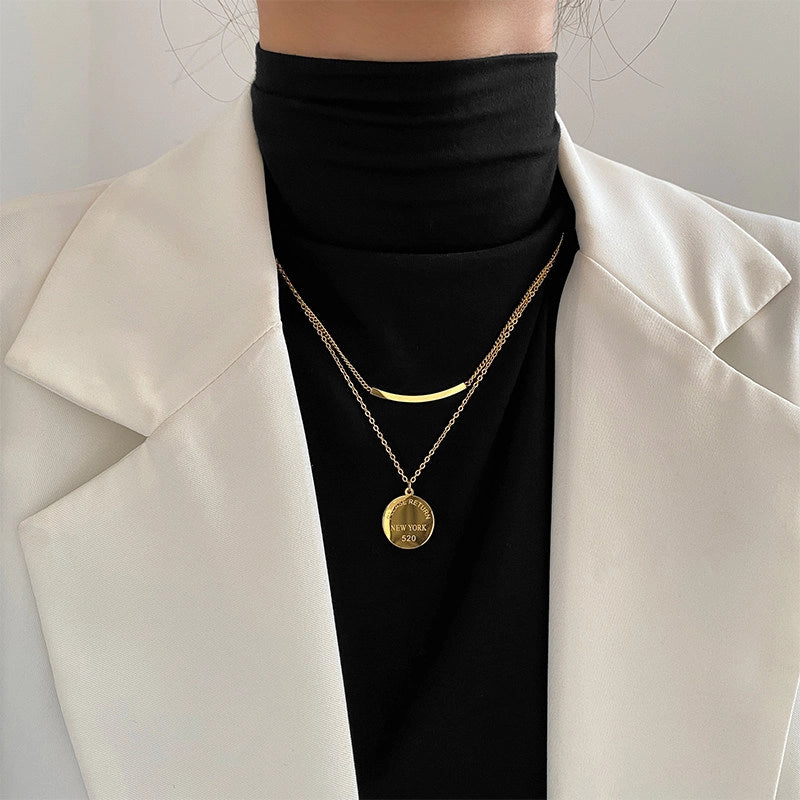 Double-Layer Smiley Face Necklace [1GUAFHE6]