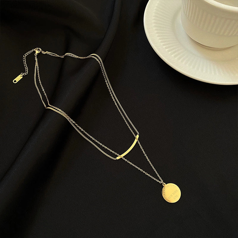 Double-Layer Smiley Face Necklace [O0I18ZEK]