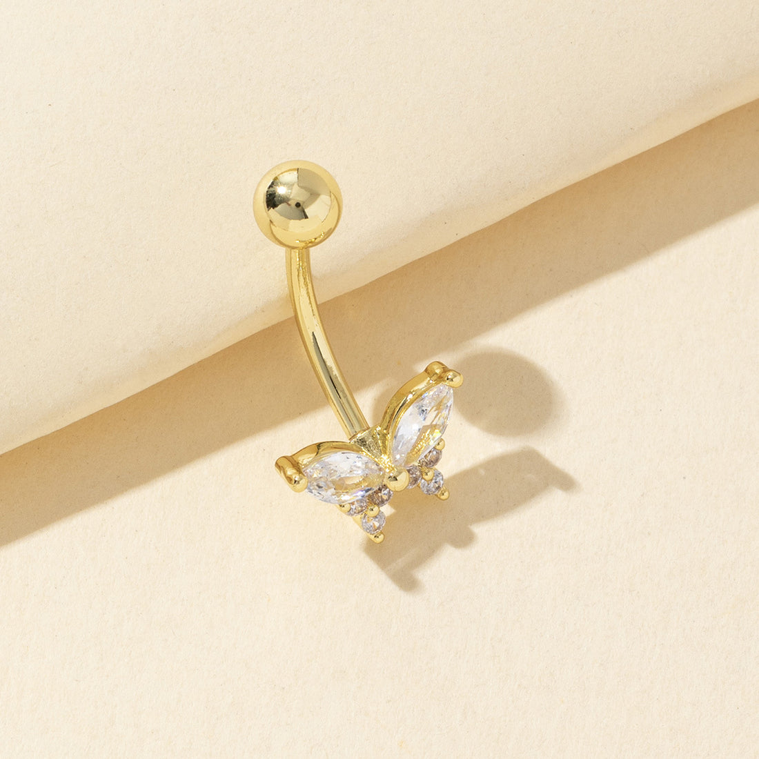 Elayna Heart Butterfly Navel Ring [DE9S9OZ0]