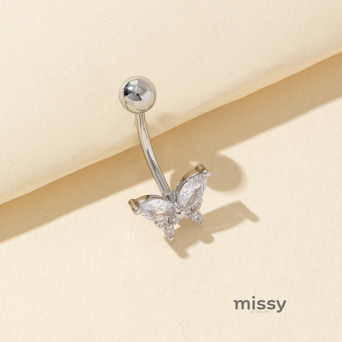 Elayna Heart Butterfly Navel Ring [DE9S9OZ0]