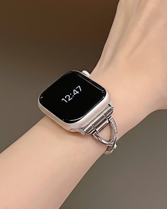 Elegant Diamond Inlaid Metal Watch Strap [MNPMI0RB]