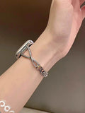 Elegant Diamond Inlaid Metal Watch Strap [8YOCO1IV]