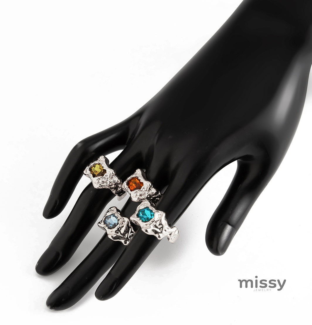 Elizaveta Geometric Pleated Ring Set [EMJ3A6T3]