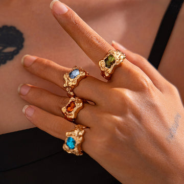 Elizaveta Geometric Pleated Ring Set [Z18YQDXF]