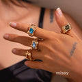 Elizaveta Geometric Pleated Ring Set [JDE3FWXK]