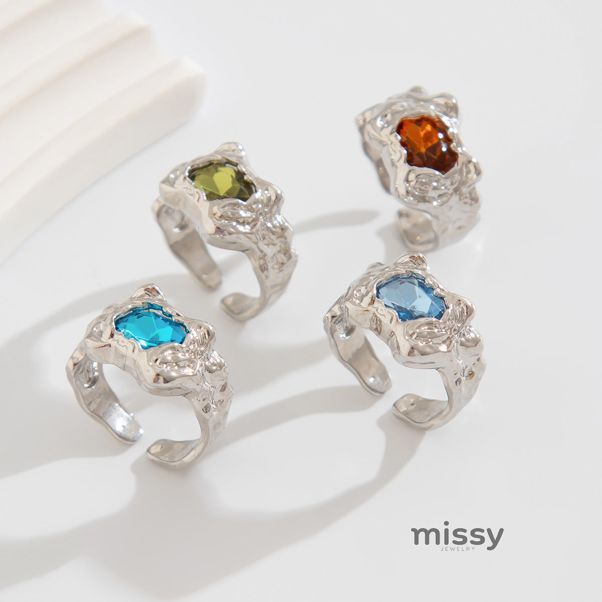 Elizaveta Geometric Pleated Ring Set [EXOEAV94]