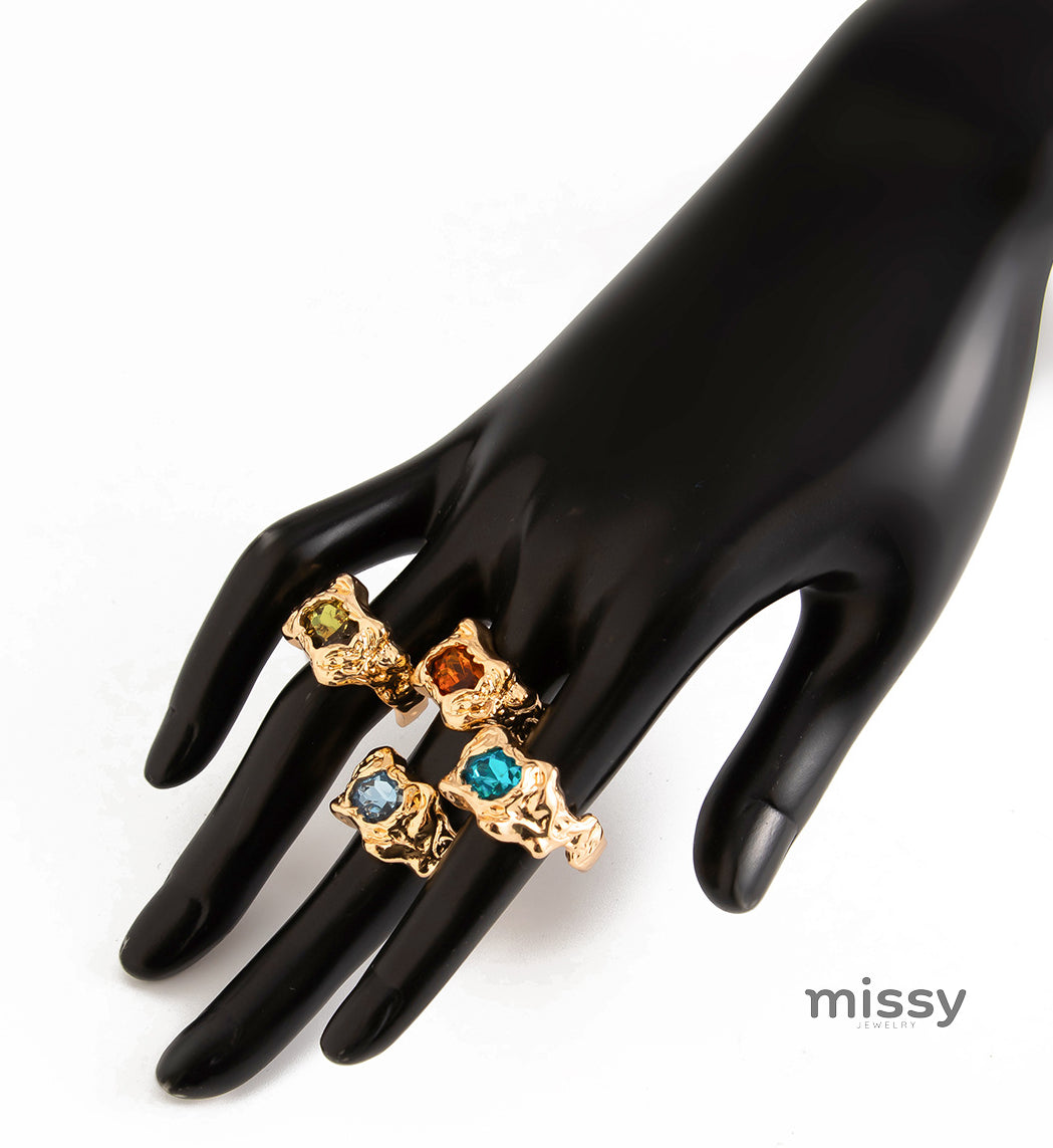 Elizaveta Geometric Pleated Ring Set [GC8DYCPJ]