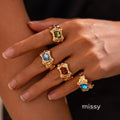 Elizaveta Geometric Pleated Ring Set [EFBXFXSH]