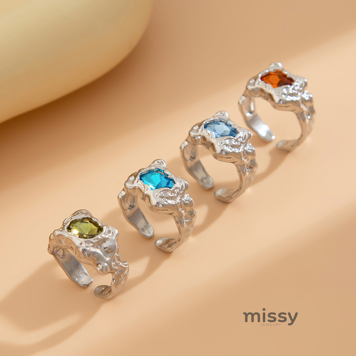 Ellah Pleated Stacking Rings [A2SDJZRE]