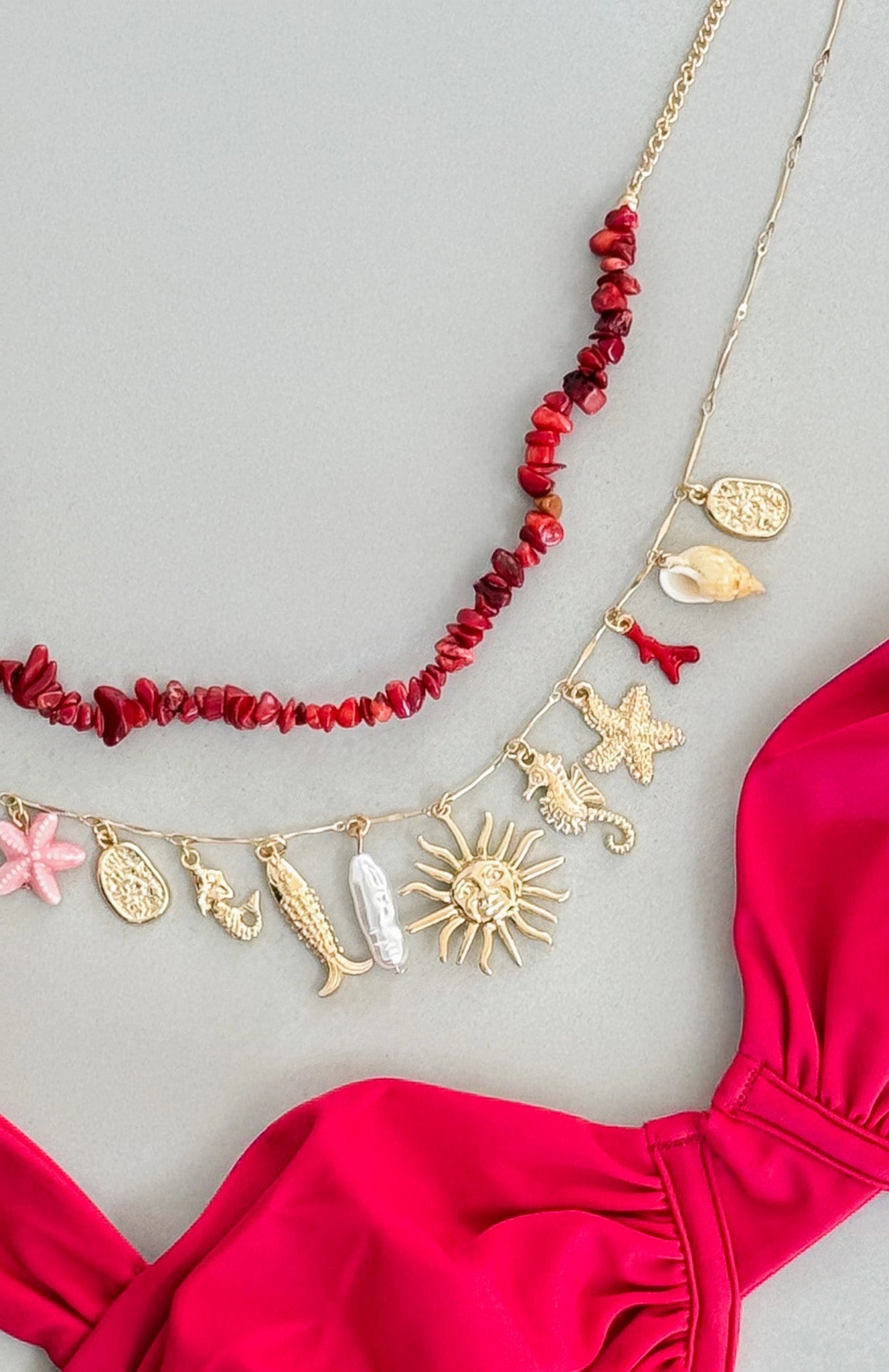 Missy Jewelry Ellanora Red Beaded Necklace Set