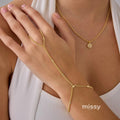 Elliette Gold Plated Finger Chain Bracelet [9VMIH32B]