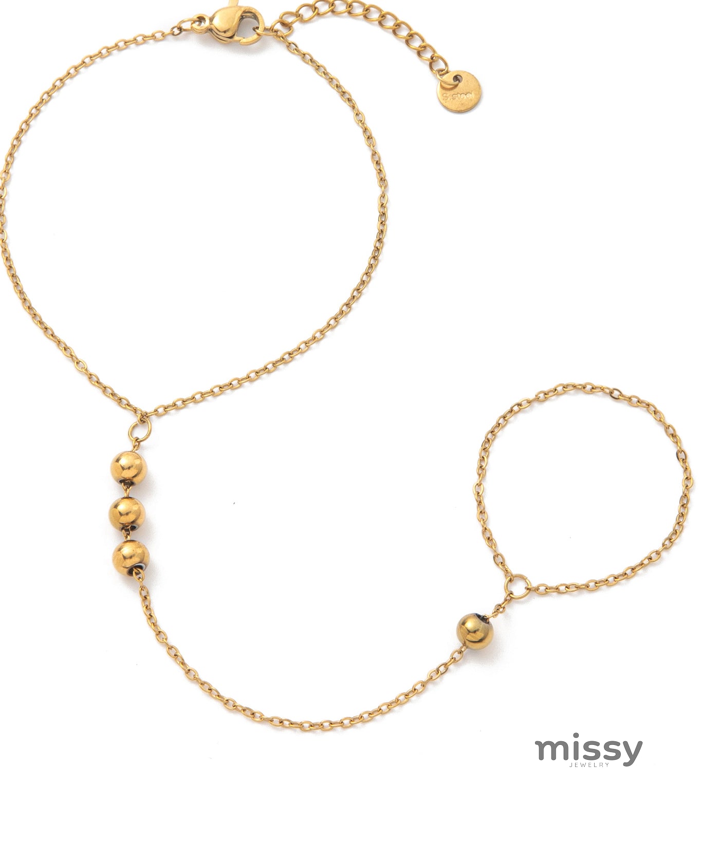 Elliette Gold Plated Finger Chain Bracelet [4DZYRWIR]
