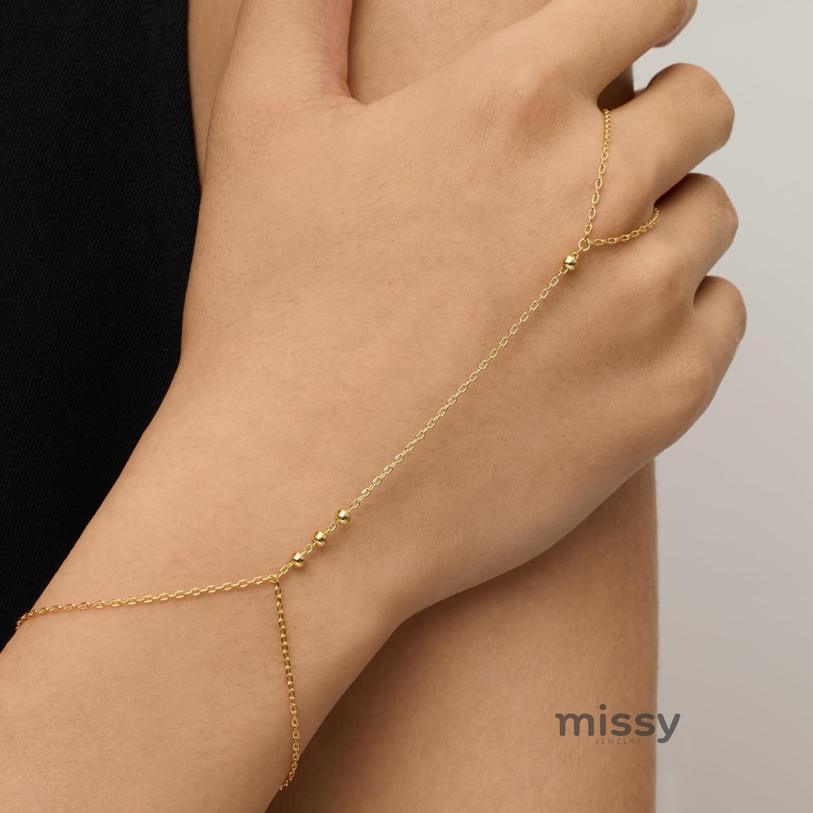 Elliette Gold Plated Finger Chain Bracelet [SD45B6OC]