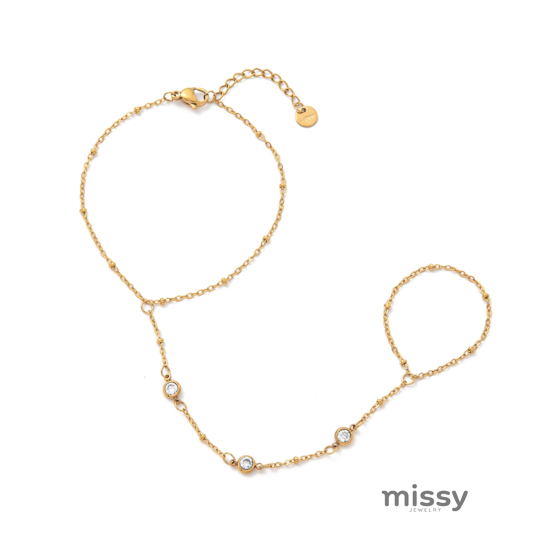 Elliette Gold Plated Finger Chain Bracelet [ZT13HG92]