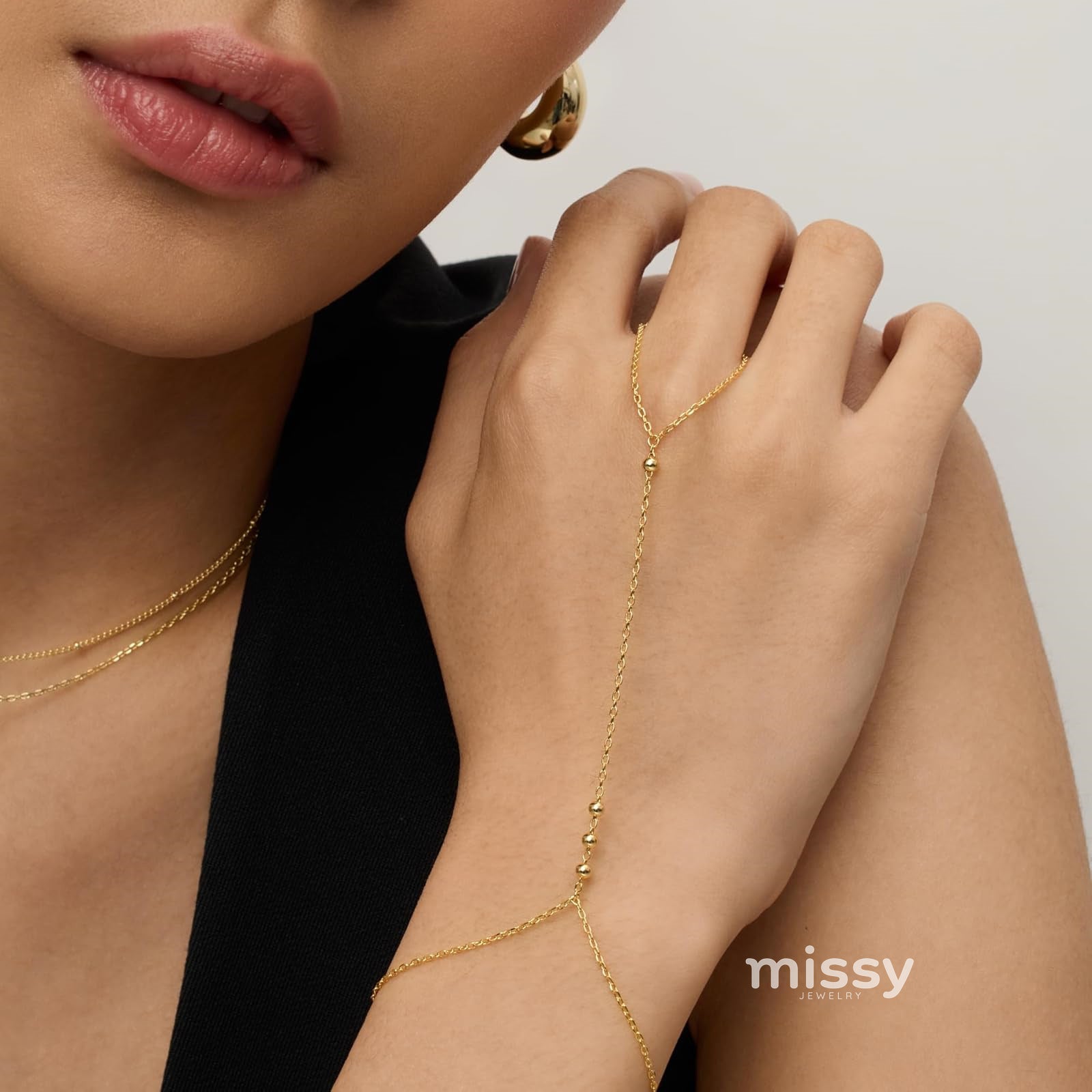 Elliette Gold Plated Finger Chain Bracelet [6JQJYJM4]