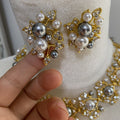 Elora Pearl Leaf Jewelry Set [IP78N31S]
