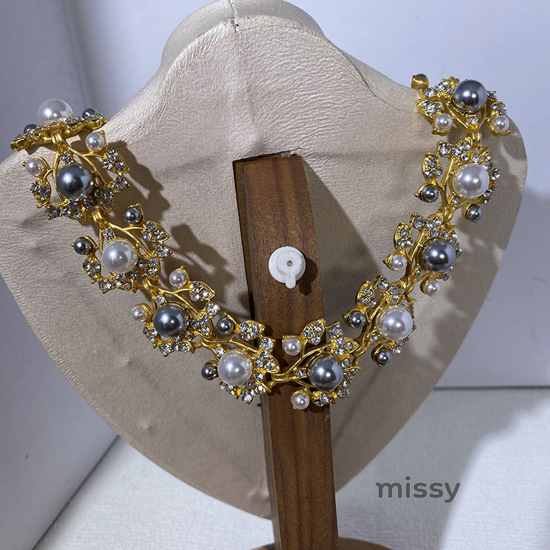 Elora Pearl Leaf Jewelry Set [5SRZ4KAR]