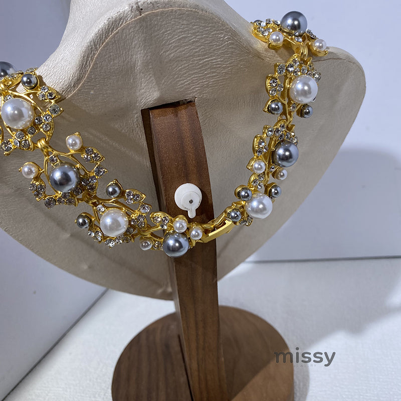 Elora Pearl Leaf Jewelry Set [8ZWHREFG]